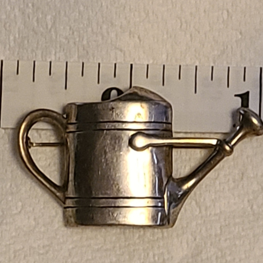 Sterling Silver Watering Can Brooch Pin Vintage De Matteo 14 grams. Cottagecore